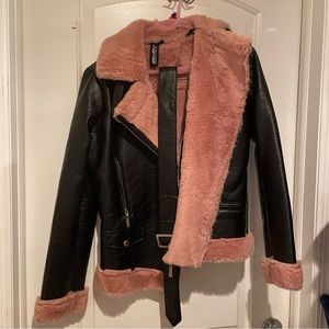Pink fur & leather like